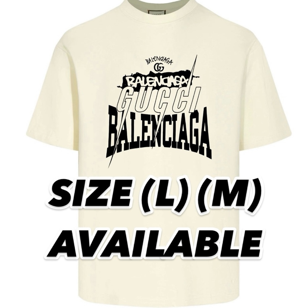 Balenciaga Cream Short Sleeve Tee with Bold Graphic